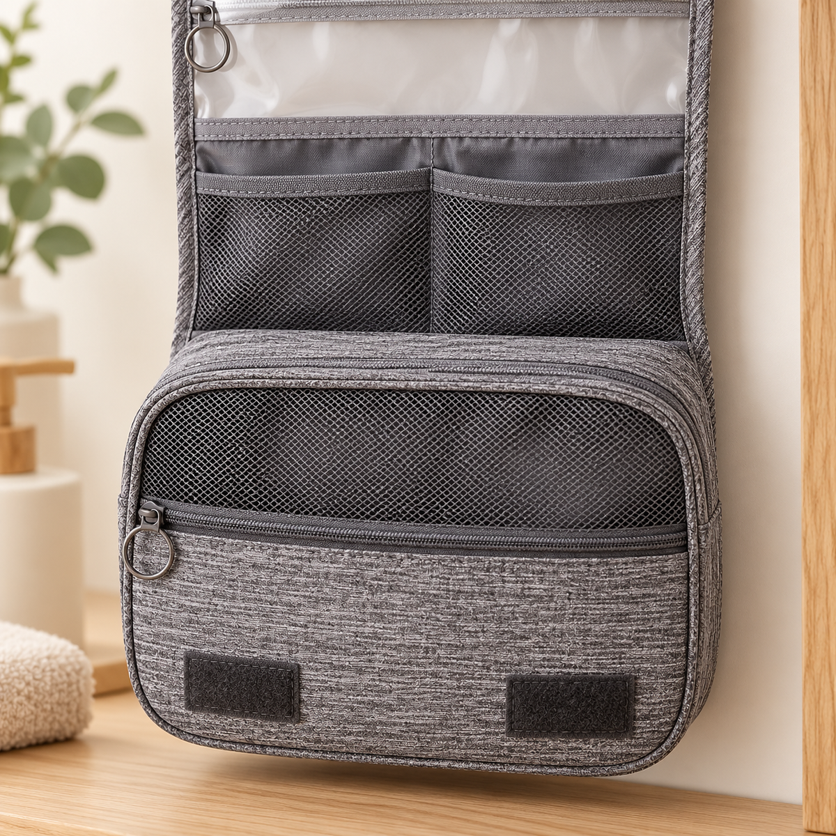Hanging Toiletry Organizer — Gray — product detail — product illustration