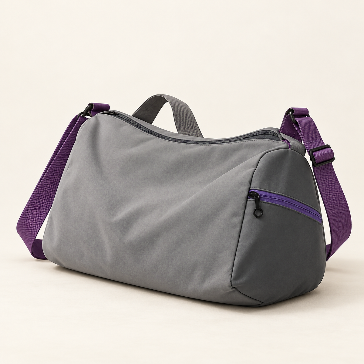 Sports Shoulder Bag — Gray & Purple — product view — product illustration