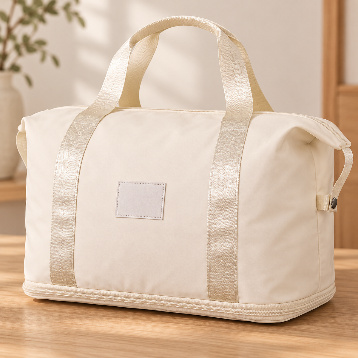 Expandable Travel Duffel — Cream — product detail — product illustration