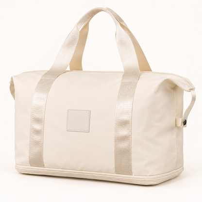 Expandable Travel Duffel — Cream — product view — product illustration