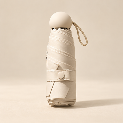 Compact Folding Umbrella — Cream — product view — product illustration