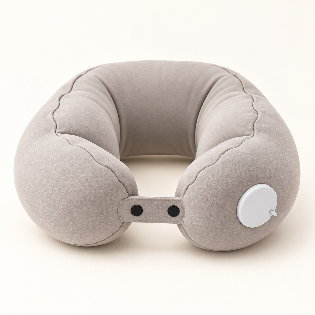 Inflatable Travel Neck Pillow — Taupe — product view — product illustration