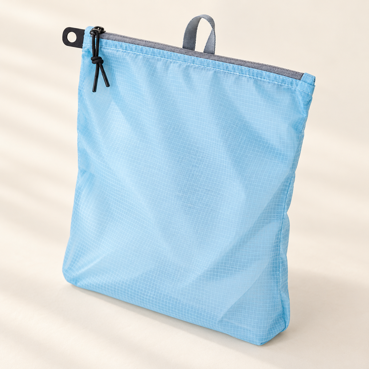Pale Blue Zip Organizer Pouch — product view — product illustration